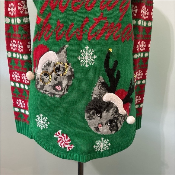 No Boundaries light up cat Christmas sweater - Picture 4 of 8